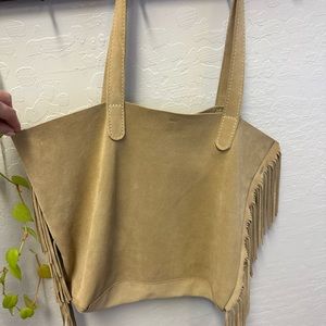 Suede Slouchy fringe tote.